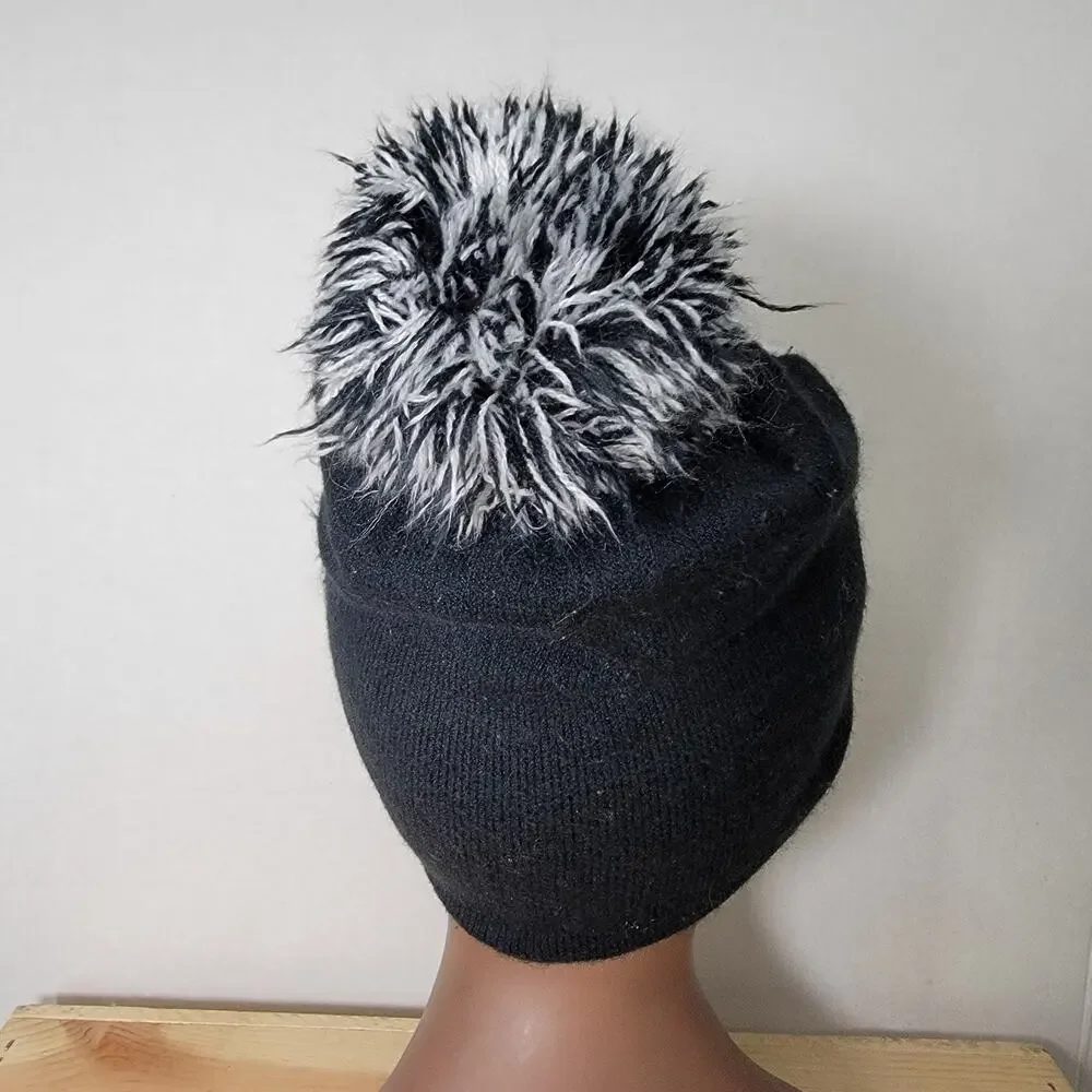 Nike Youth Black & White Knit Beanie w/ Pom